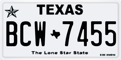 TX license plate BCW7455