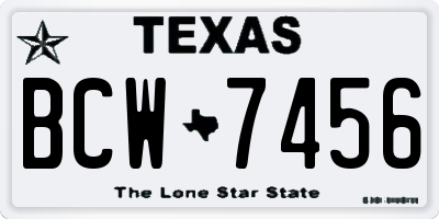 TX license plate BCW7456