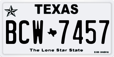 TX license plate BCW7457