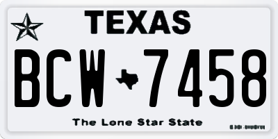 TX license plate BCW7458