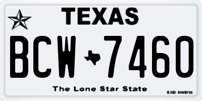 TX license plate BCW7460