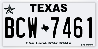 TX license plate BCW7461