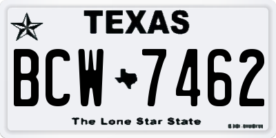 TX license plate BCW7462