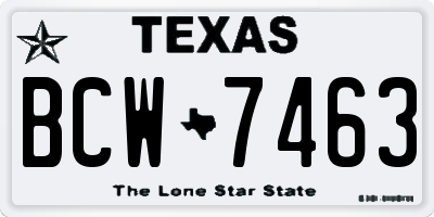 TX license plate BCW7463