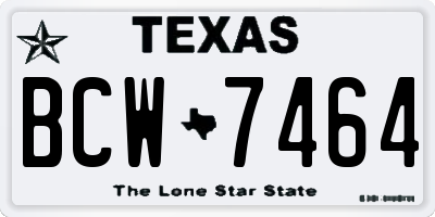 TX license plate BCW7464