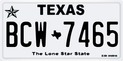 TX license plate BCW7465