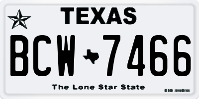 TX license plate BCW7466