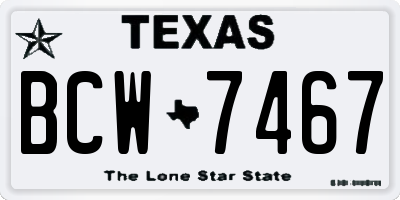 TX license plate BCW7467