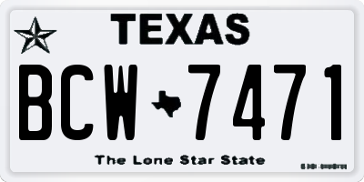 TX license plate BCW7471