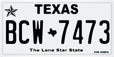 TX license plate BCW7473