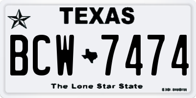 TX license plate BCW7474
