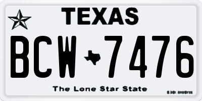 TX license plate BCW7476