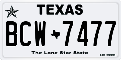 TX license plate BCW7477