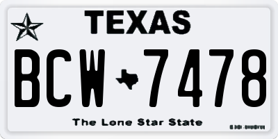 TX license plate BCW7478