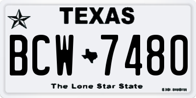 TX license plate BCW7480