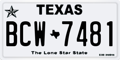 TX license plate BCW7481