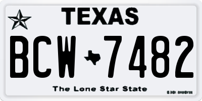 TX license plate BCW7482