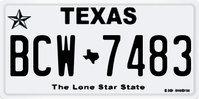 TX license plate BCW7483
