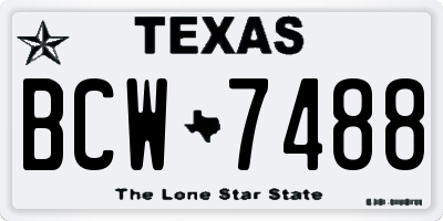 TX license plate BCW7488
