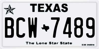 TX license plate BCW7489