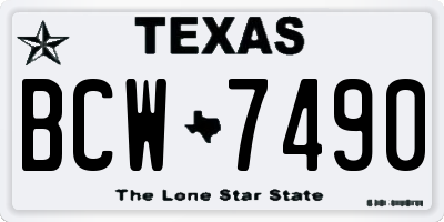 TX license plate BCW7490