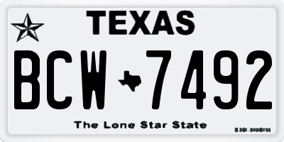 TX license plate BCW7492