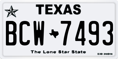 TX license plate BCW7493