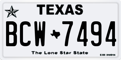 TX license plate BCW7494