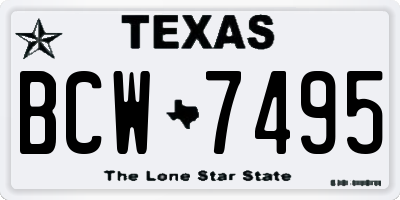 TX license plate BCW7495