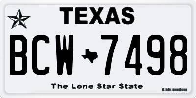 TX license plate BCW7498