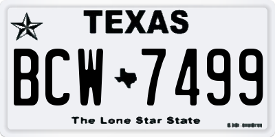 TX license plate BCW7499