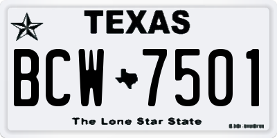 TX license plate BCW7501