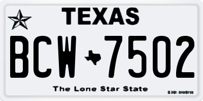 TX license plate BCW7502
