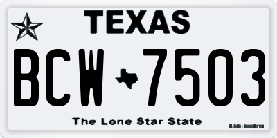 TX license plate BCW7503