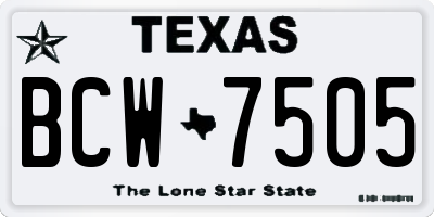 TX license plate BCW7505