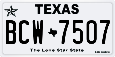 TX license plate BCW7507