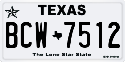 TX license plate BCW7512