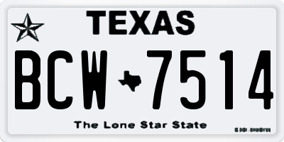TX license plate BCW7514