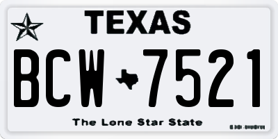 TX license plate BCW7521