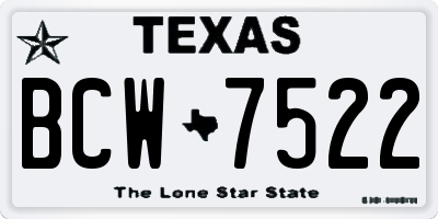 TX license plate BCW7522