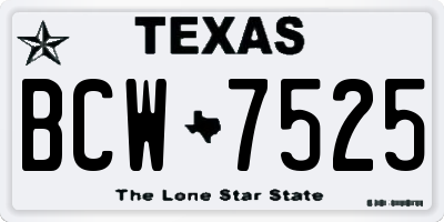 TX license plate BCW7525