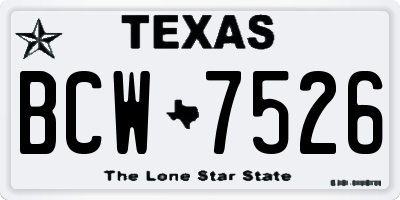 TX license plate BCW7526