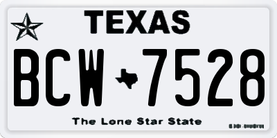 TX license plate BCW7528