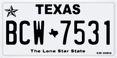 TX license plate BCW7531