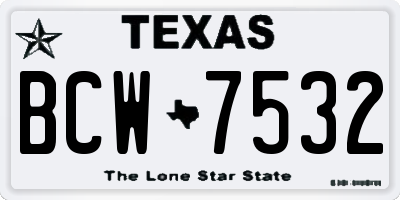 TX license plate BCW7532
