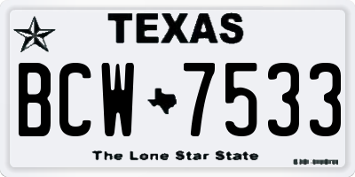 TX license plate BCW7533