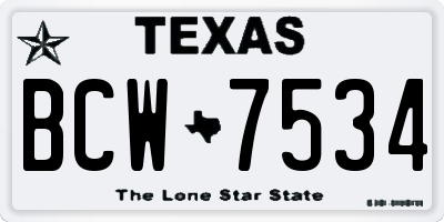 TX license plate BCW7534
