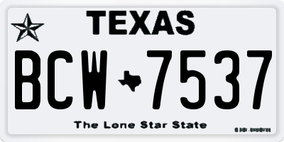 TX license plate BCW7537