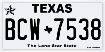 TX license plate BCW7538