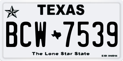 TX license plate BCW7539